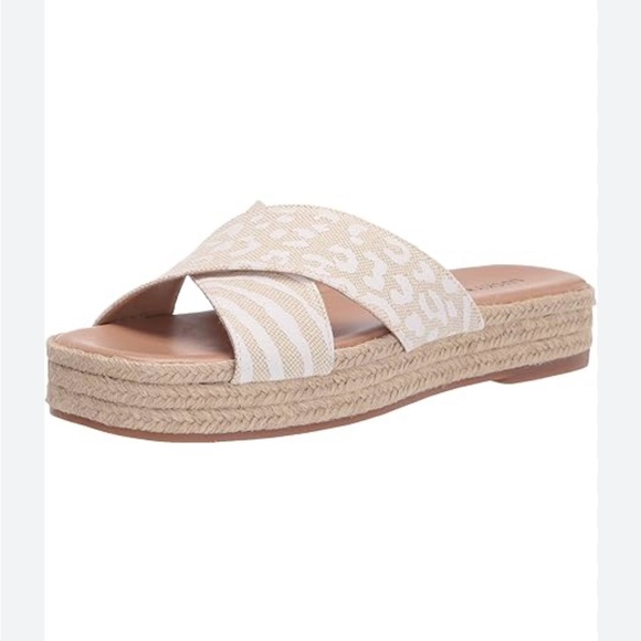 Lucky Brand Gayte Sandal Tan Cream Espadrille Platform Slides Women\'s 7.5M